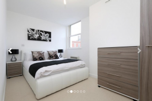 large spacious high ceiling bedrooom