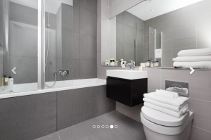 modern high end master bathroom
