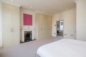 master bedroom fireplace built in closets shelves london clapham house new